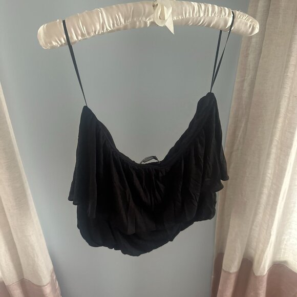 Anthropologie Flounce Layered Ruffle Black Tube Top Size Large - Picture 5 of 6